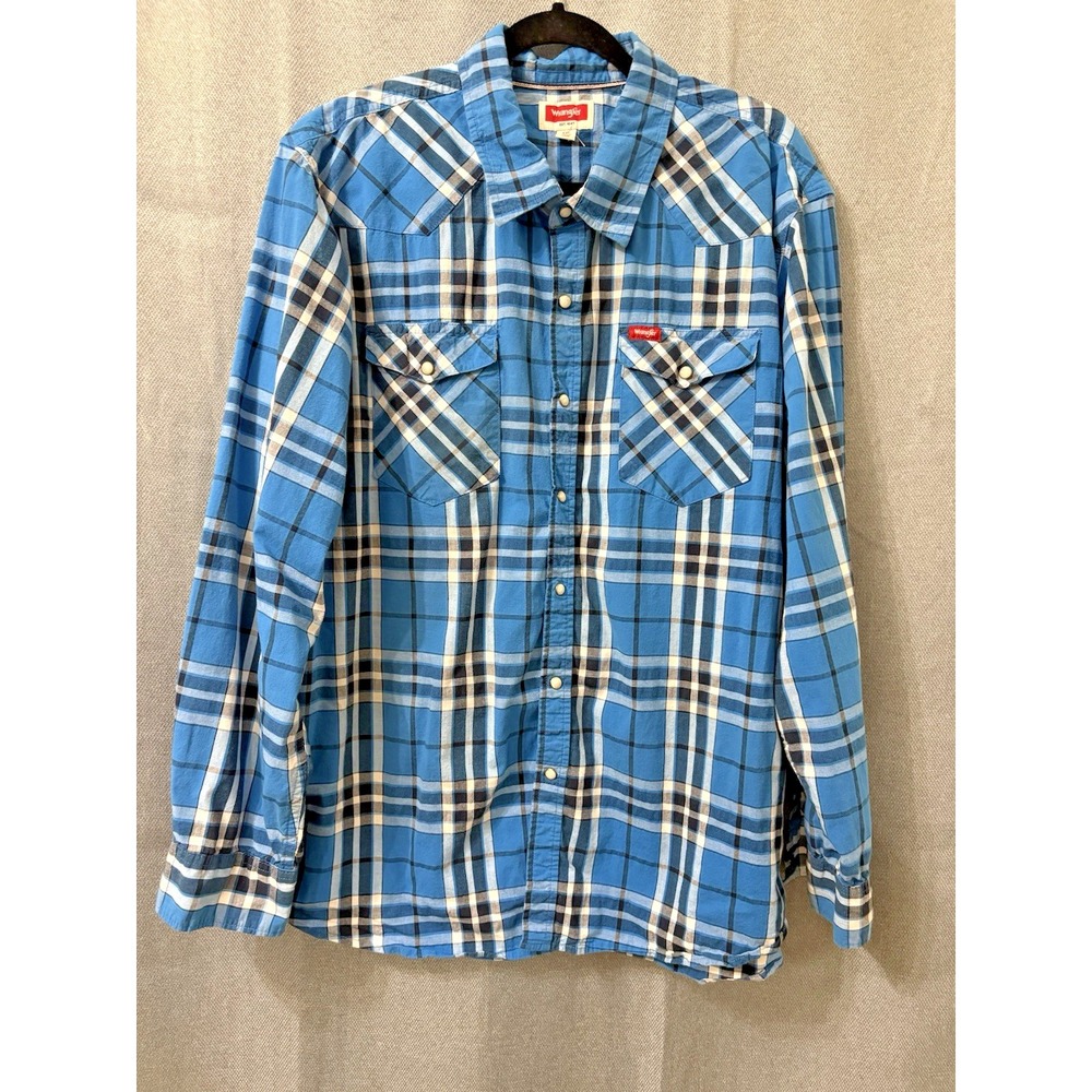 Wrangler Wear Mens Long Sleeve Shirtl Snaps Size 2 XL